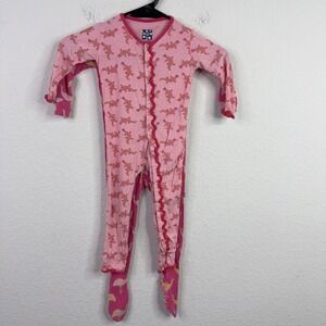 Kickee Pants 2PC Pajama Bundle 18-24M Bamboo Pink Dog Flamingo Sleeper Whimsical